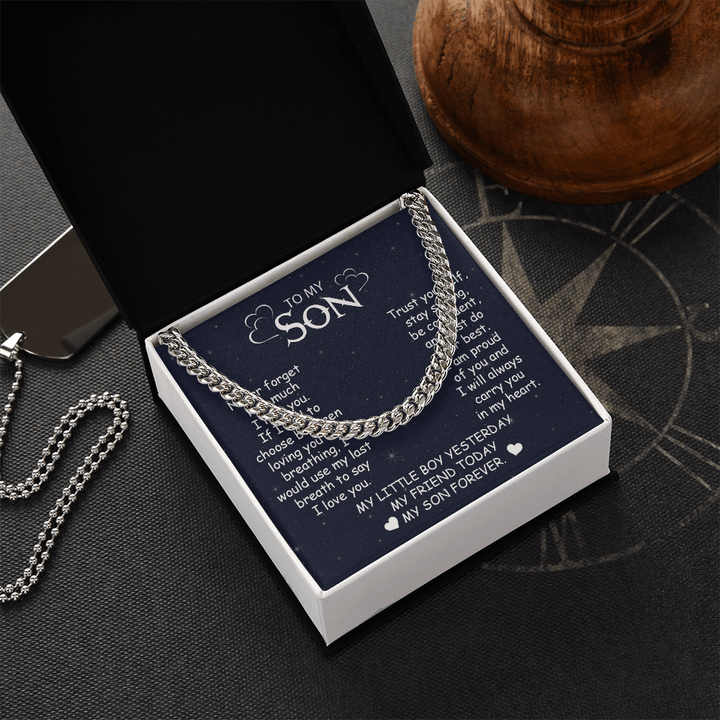 To My Son - Cuban Link Chain - "My Little Boy Yesterday" Son Gift - The Love Sparkle