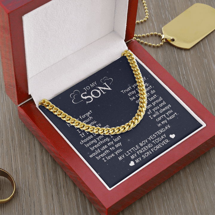 To My Son - Cuban Link Chain - "My Little Boy Yesterday" Son Gift - The Love Sparkle
