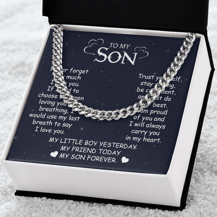 To My Son - Cuban Link Chain - "My Little Boy Yesterday" Son Gift - The Love Sparkle