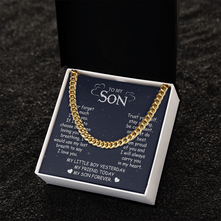To My Son - Cuban Link Chain - "My Little Boy Yesterday" Son Gift - The Love Sparkle