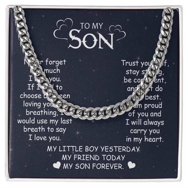 To My Son - Cuban Link Chain - "My Little Boy Yesterday" Son Gift - The Love Sparkle