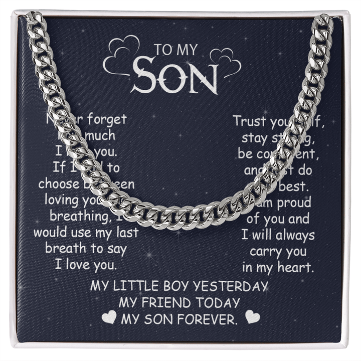 To My Son - Cuban Link Chain - "My Little Boy Yesterday" Son Gift - The Love Sparkle