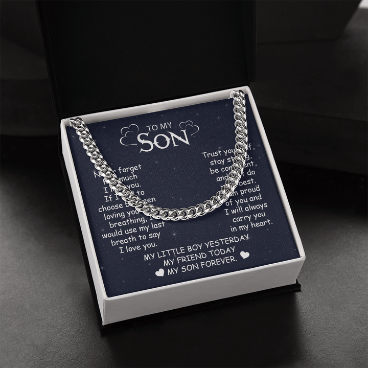 To My Son - Cuban Link Chain - "My Little Boy Yesterday" Son Gift - The Love Sparkle
