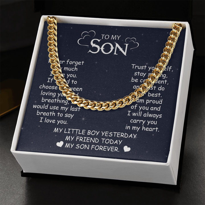 To My Son - Cuban Link Chain - "My Little Boy Yesterday" Son Gift - The Love Sparkle