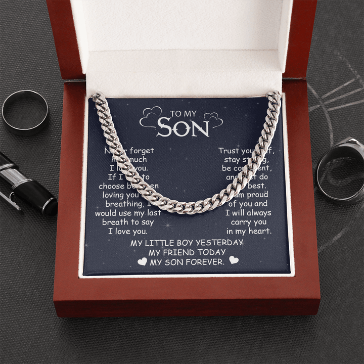 To My Son - Cuban Link Chain - "My Little Boy Yesterday" Son Gift - The Love Sparkle