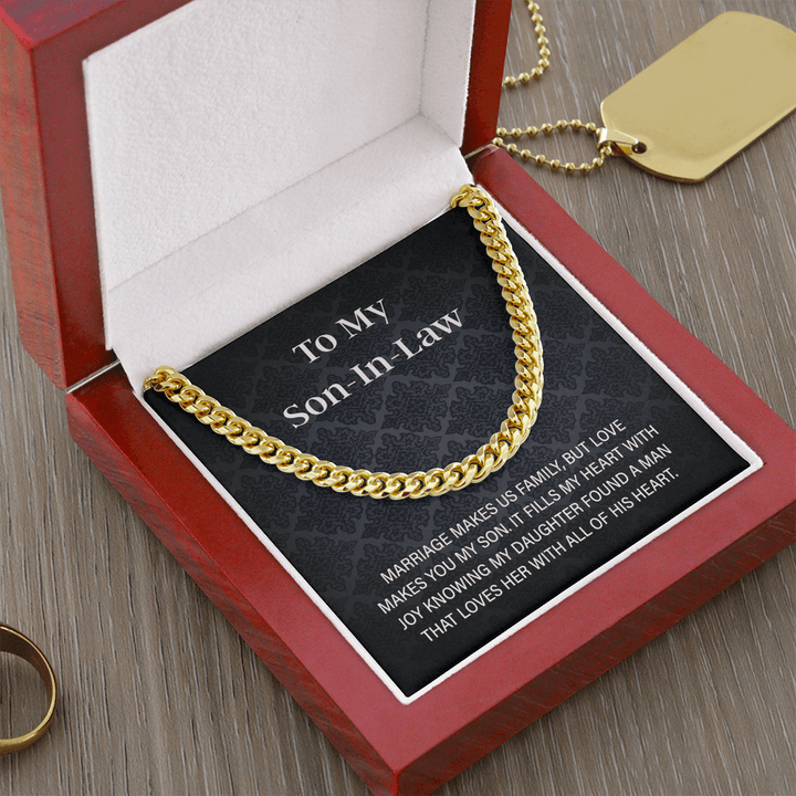 To My Son - in - Law Gift - Cuban Link Chain - "Love Makes You My Son" - The Love Sparkle