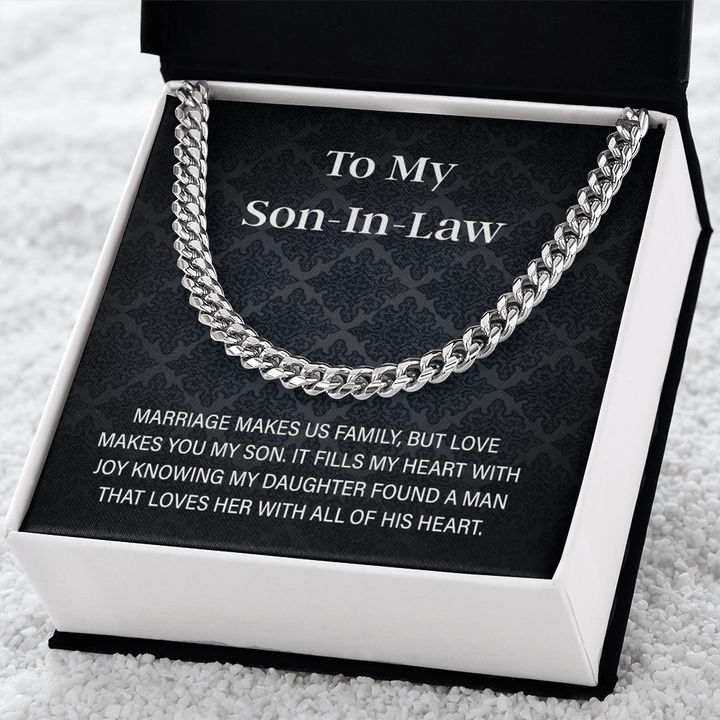 To My Son - in - Law Gift - Cuban Link Chain - "Love Makes You My Son" - The Love Sparkle