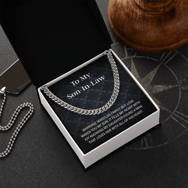 To My Son - in - Law Gift - Cuban Link Chain - "Love Makes You My Son" - The Love Sparkle