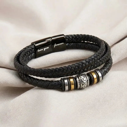 To My Son - "Love You Forever" Engraved Leather Braided Bracelet from Mom - The Love Sparkle