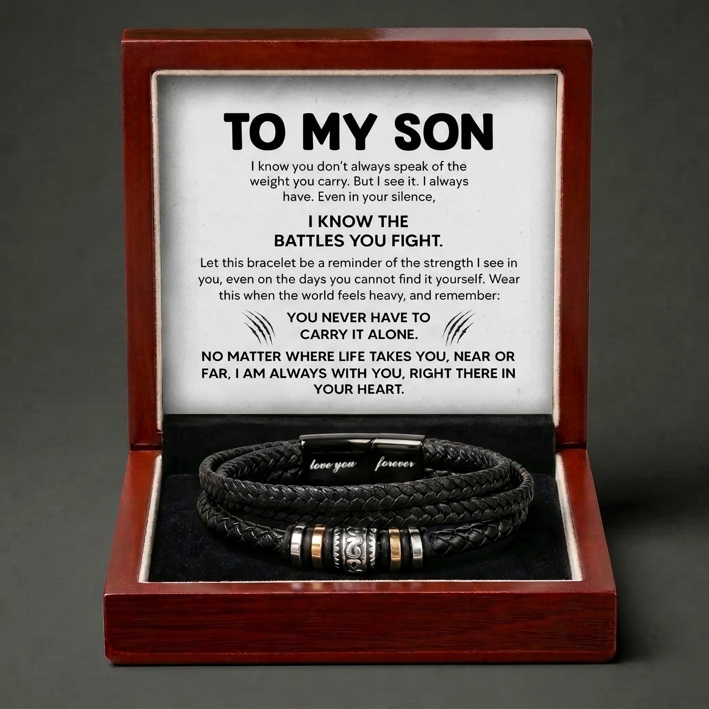 To My Son "Love You Forever" Leather Bracelet - Inspirational Gift For Son - The Love Sparkle