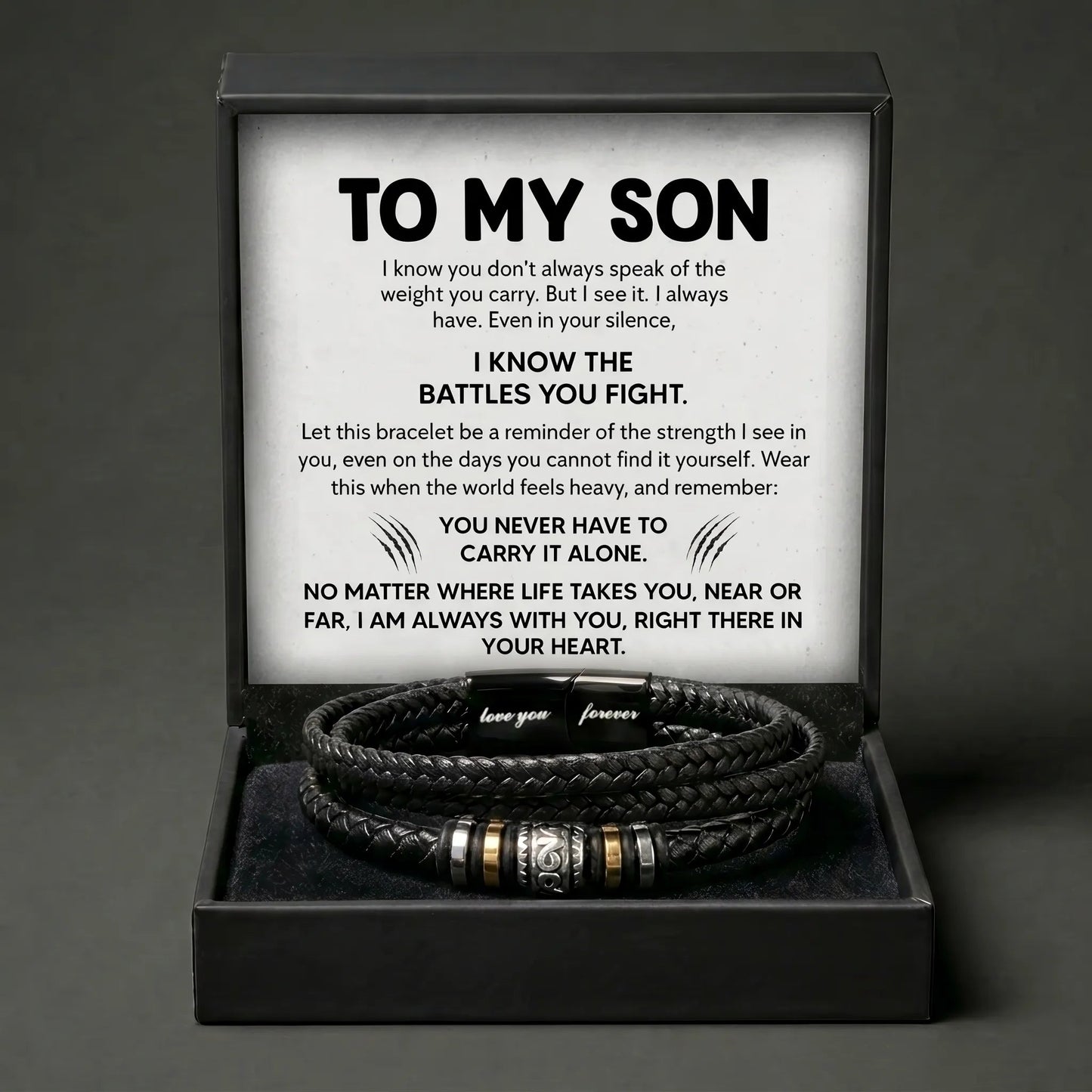 To My Son "Love You Forever" Leather Bracelet - Inspirational Gift For Son - The Love Sparkle