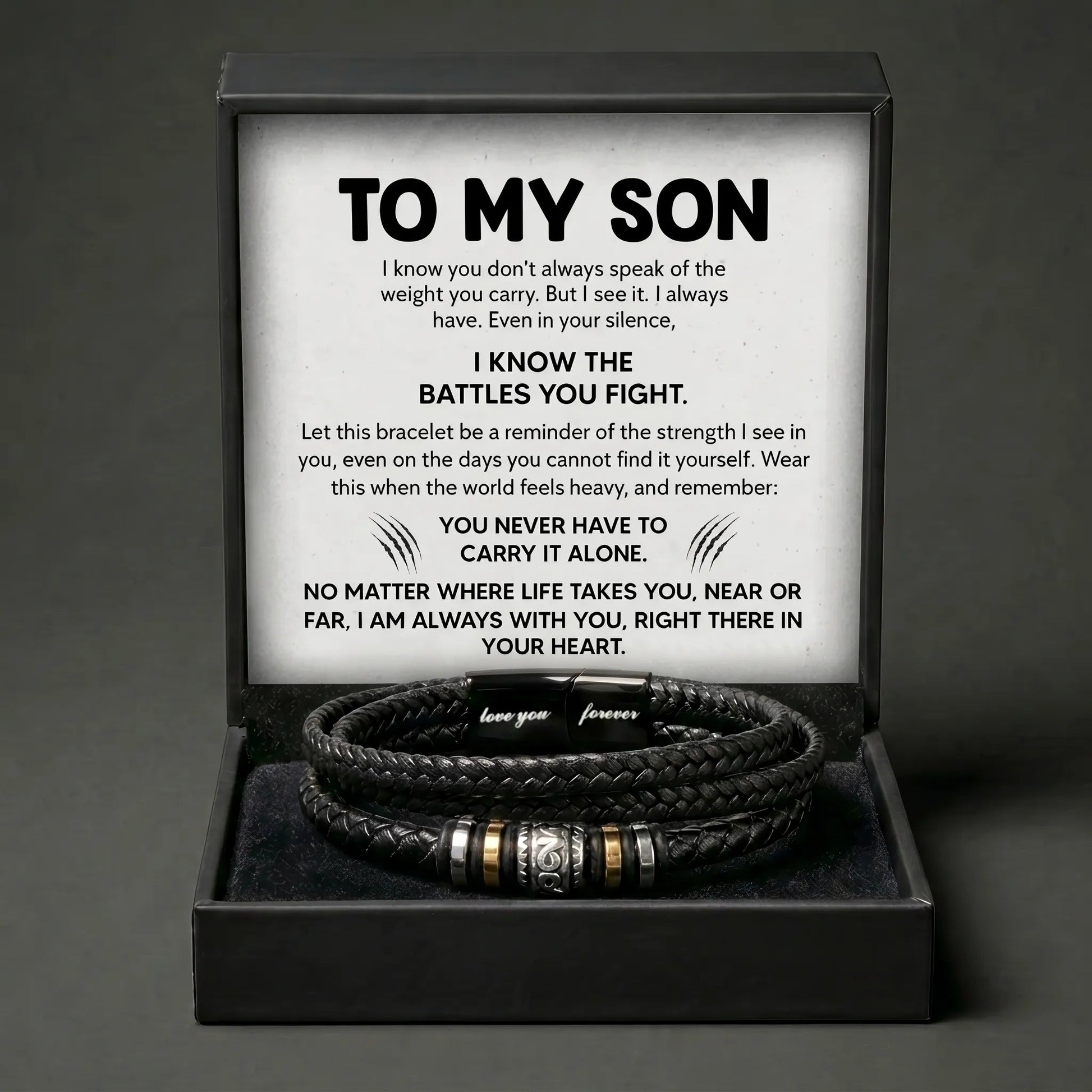 To My Son "Love You Forever" Leather Bracelet - Inspirational Gift For Son - The Love Sparkle