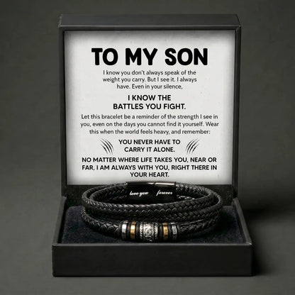 To My Son "Love You Forever" Leather Bracelet - Inspirational Gift For Son - The Love Sparkle