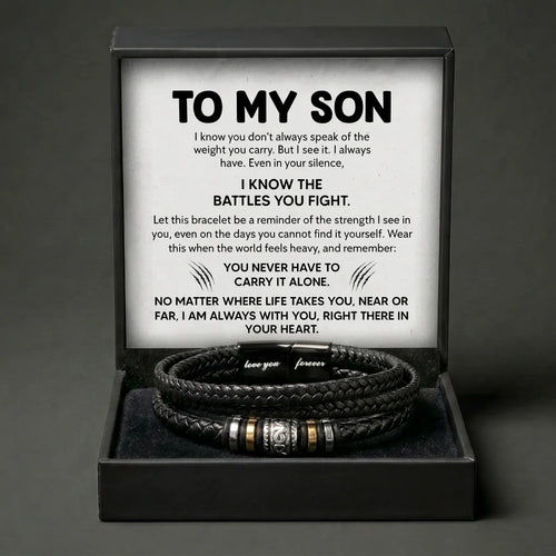 To My Son "Love You Forever" Leather Bracelet - Inspirational Gift For Son - The Love Sparkle