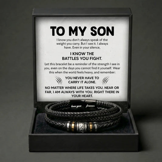 To My Son "Love You Forever" Leather Bracelet - Inspirational Gift For Son - The Love Sparkle