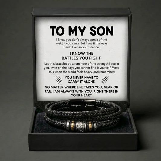 To My Son "Love You Forever" Leather Bracelet - Inspirational Gift For Son - The Love Sparkle