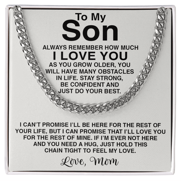 To My Son Necklace - Cuban Link Chain - "Feel My Love" Son Necklace. - The Love Sparkle