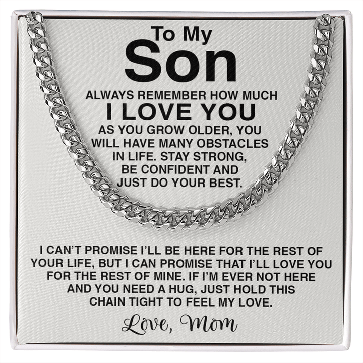 To My Son Necklace - Cuban Link Chain - "Feel My Love" Son Necklace. - The Love Sparkle