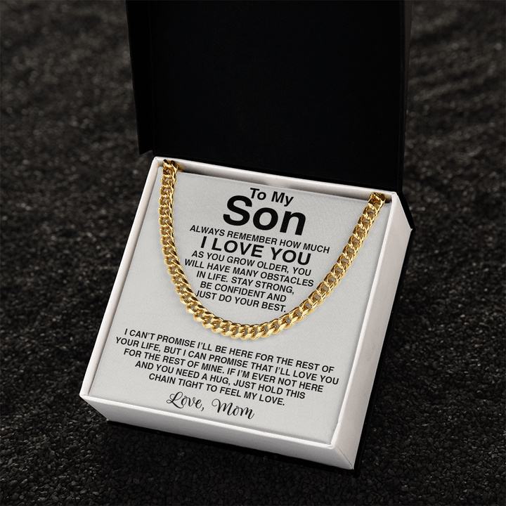 To My Son Necklace - Cuban Link Chain - "Feel My Love" Son Necklace. - The Love Sparkle