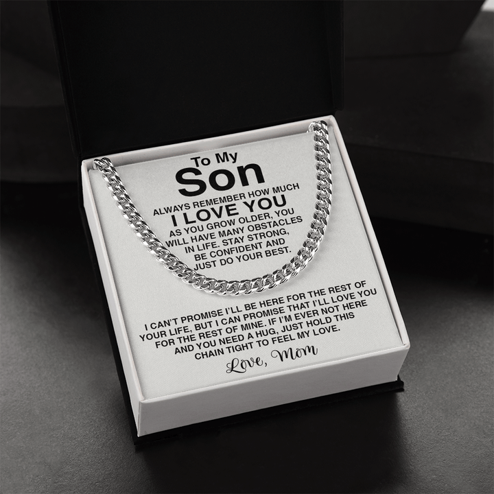 To My Son Necklace - Cuban Link Chain - "Feel My Love" Son Necklace. - The Love Sparkle