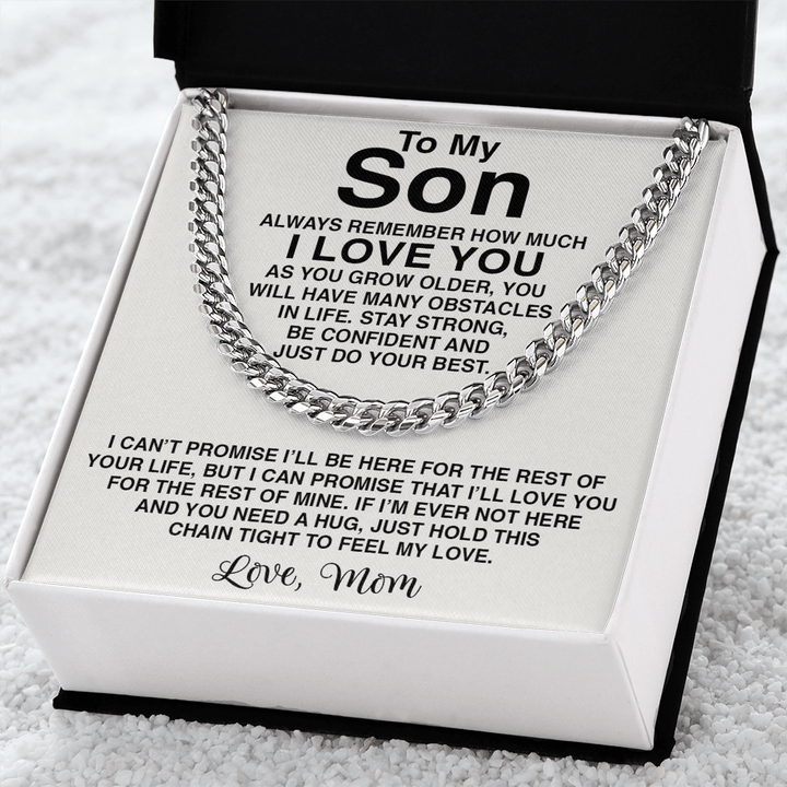 To My Son Necklace - Cuban Link Chain - "Feel My Love" Son Necklace. - The Love Sparkle