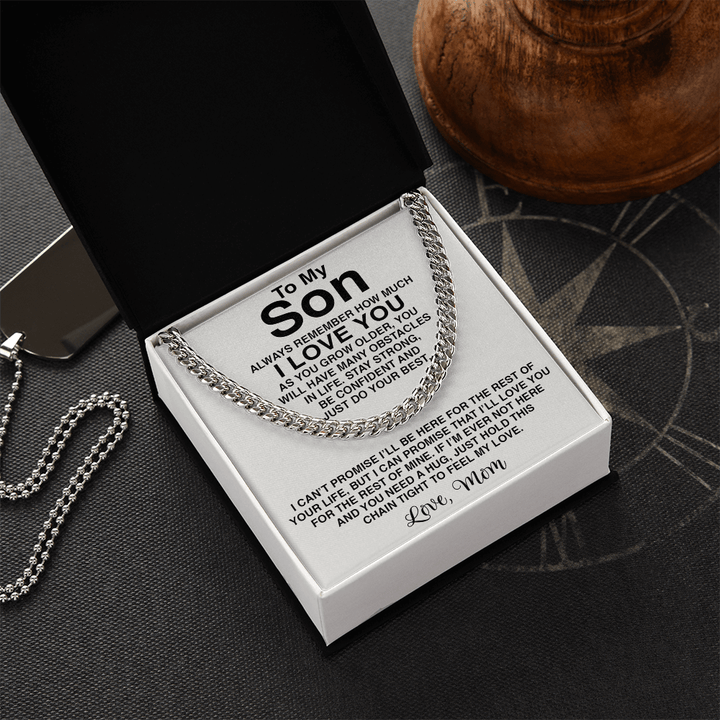 To My Son Necklace - Cuban Link Chain - "Feel My Love" Son Necklace. - The Love Sparkle