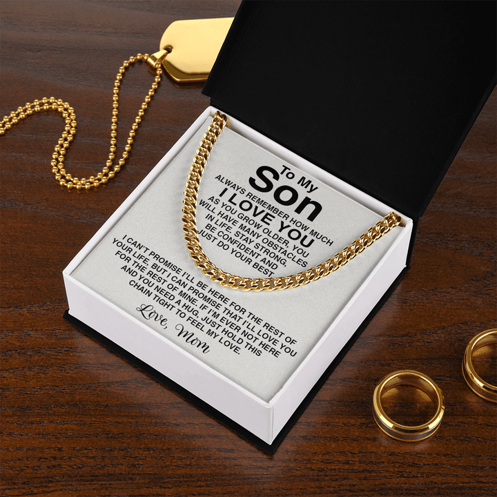To My Son Necklace - Cuban Link Chain - "Feel My Love" Son Necklace. - The Love Sparkle