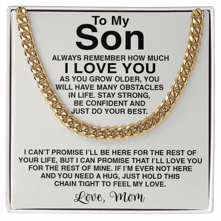 To My Son Necklace - Cuban Link Chain - "Feel My Love" Son Necklace. - The Love Sparkle