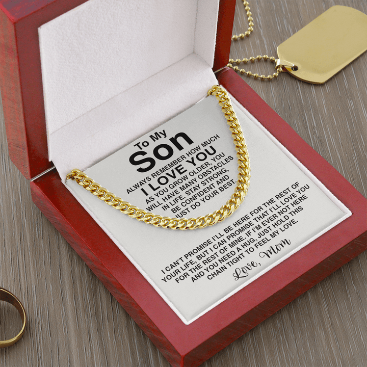 To My Son Necklace - Cuban Link Chain - "Feel My Love" Son Necklace. - The Love Sparkle