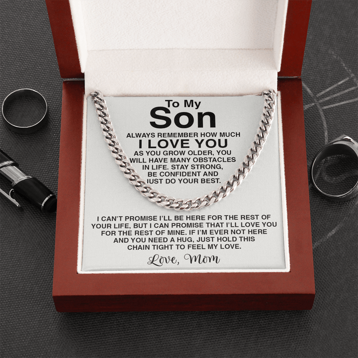 To My Son Necklace - Cuban Link Chain - "Feel My Love" Son Necklace. - The Love Sparkle