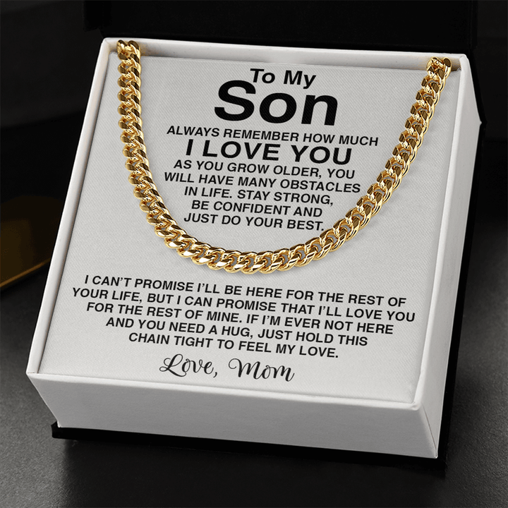 To My Son Necklace - Cuban Link Chain - "Feel My Love" Son Necklace. - The Love Sparkle