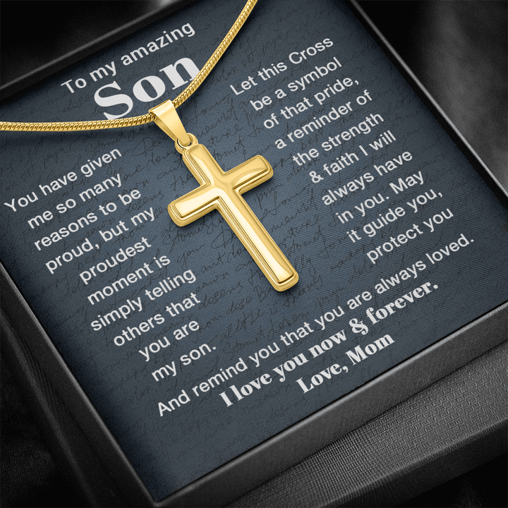 To My Son - Personalized Cross Necklace from Mom - The Love Sparkle