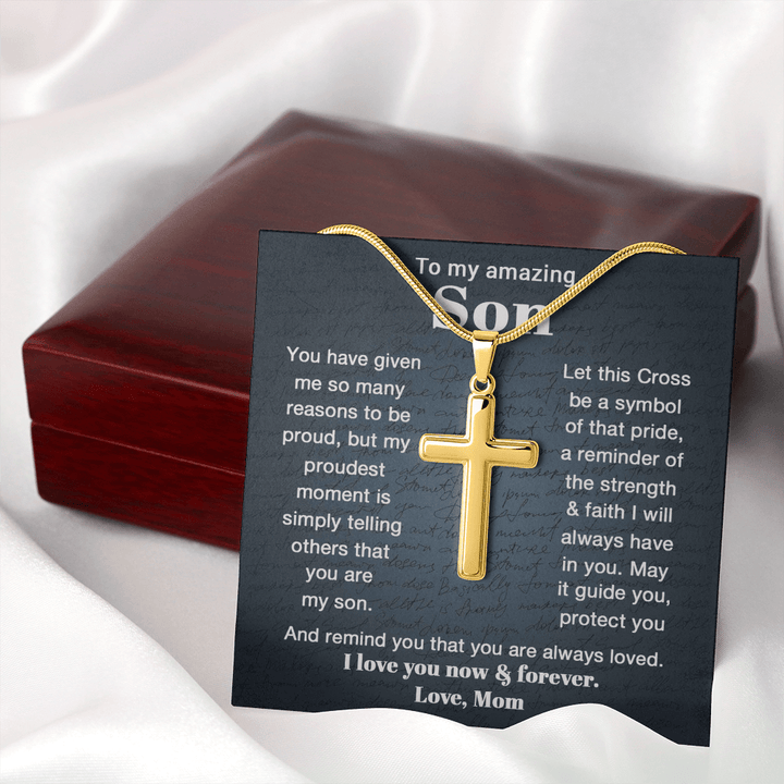 To My Son - Personalized Cross Necklace from Mom - The Love Sparkle