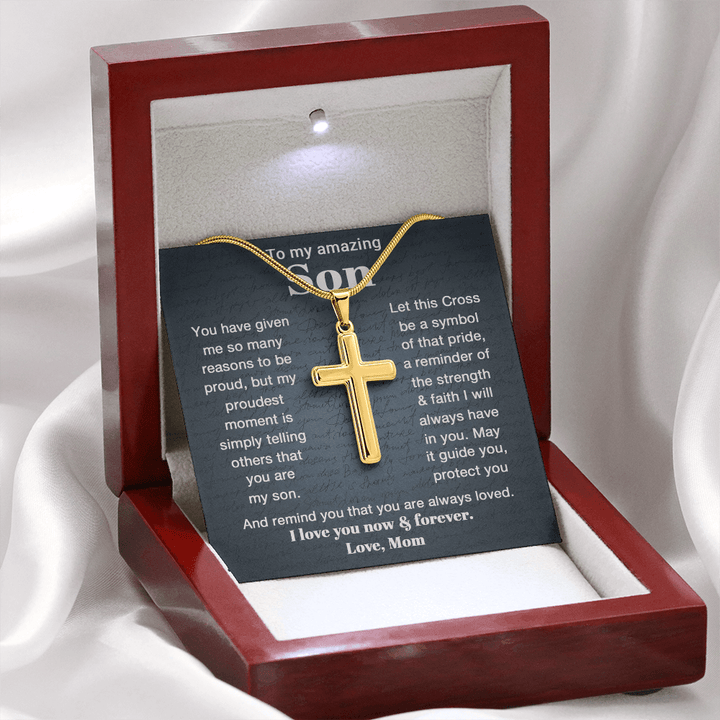 To My Son - Personalized Cross Necklace from Mom - The Love Sparkle