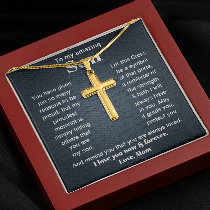 To My Son - Personalized Cross Necklace from Mom - The Love Sparkle