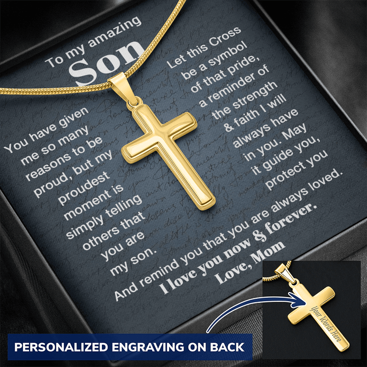 To My Son - Personalized Cross Necklace from Mom - The Love Sparkle