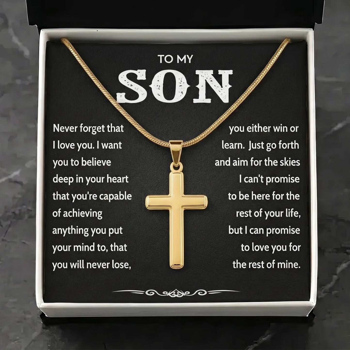 "To My Son" Personalized Cross Necklace – Meaningful Keepsake Gift - The Love Sparkle