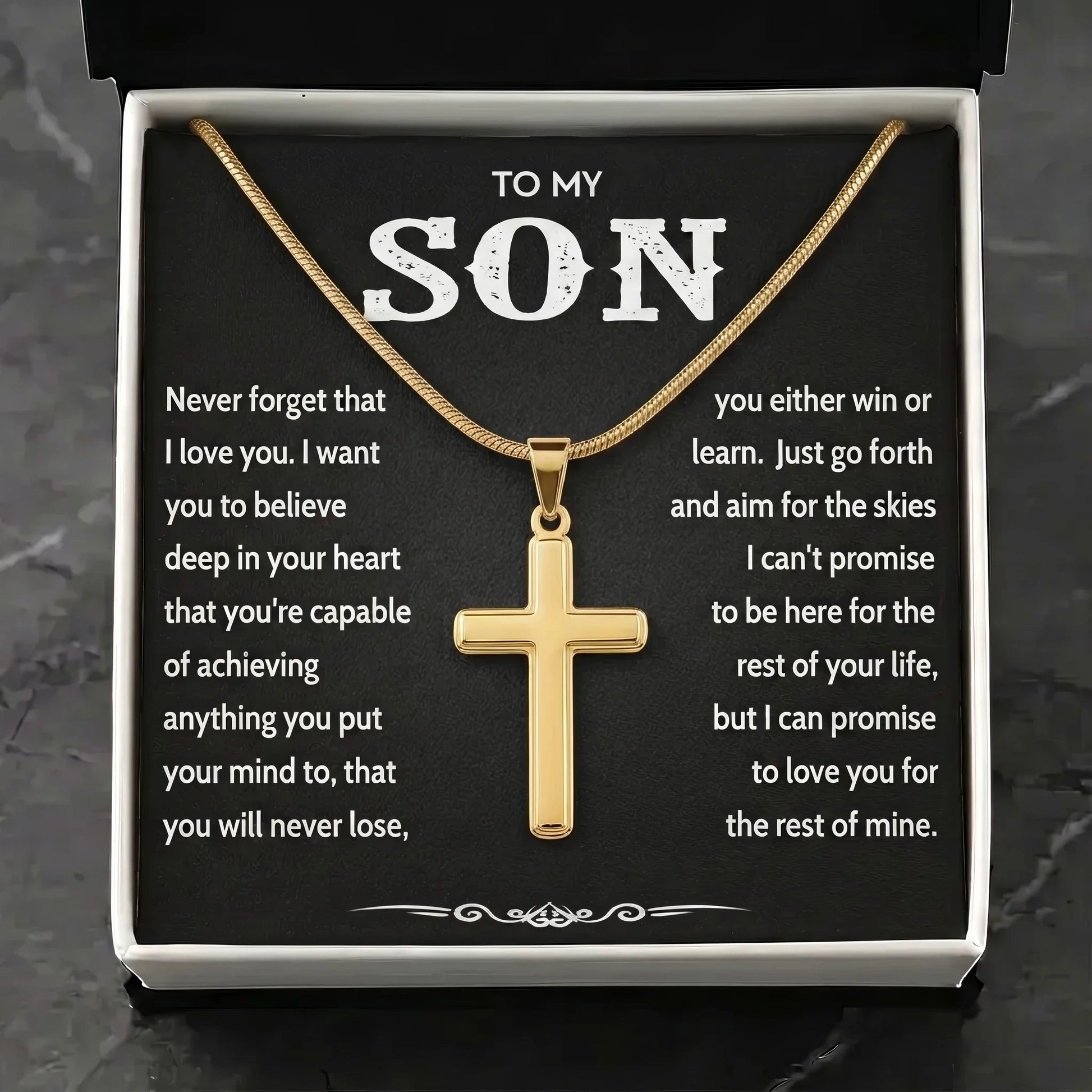 "To My Son" Personalized Cross Necklace – Meaningful Keepsake Gift - The Love Sparkle