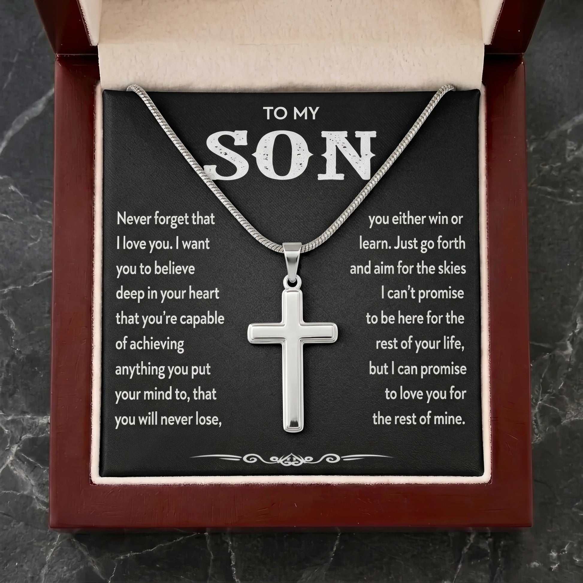 "To My Son" Personalized Cross Necklace – Meaningful Keepsake Gift - The Love Sparkle