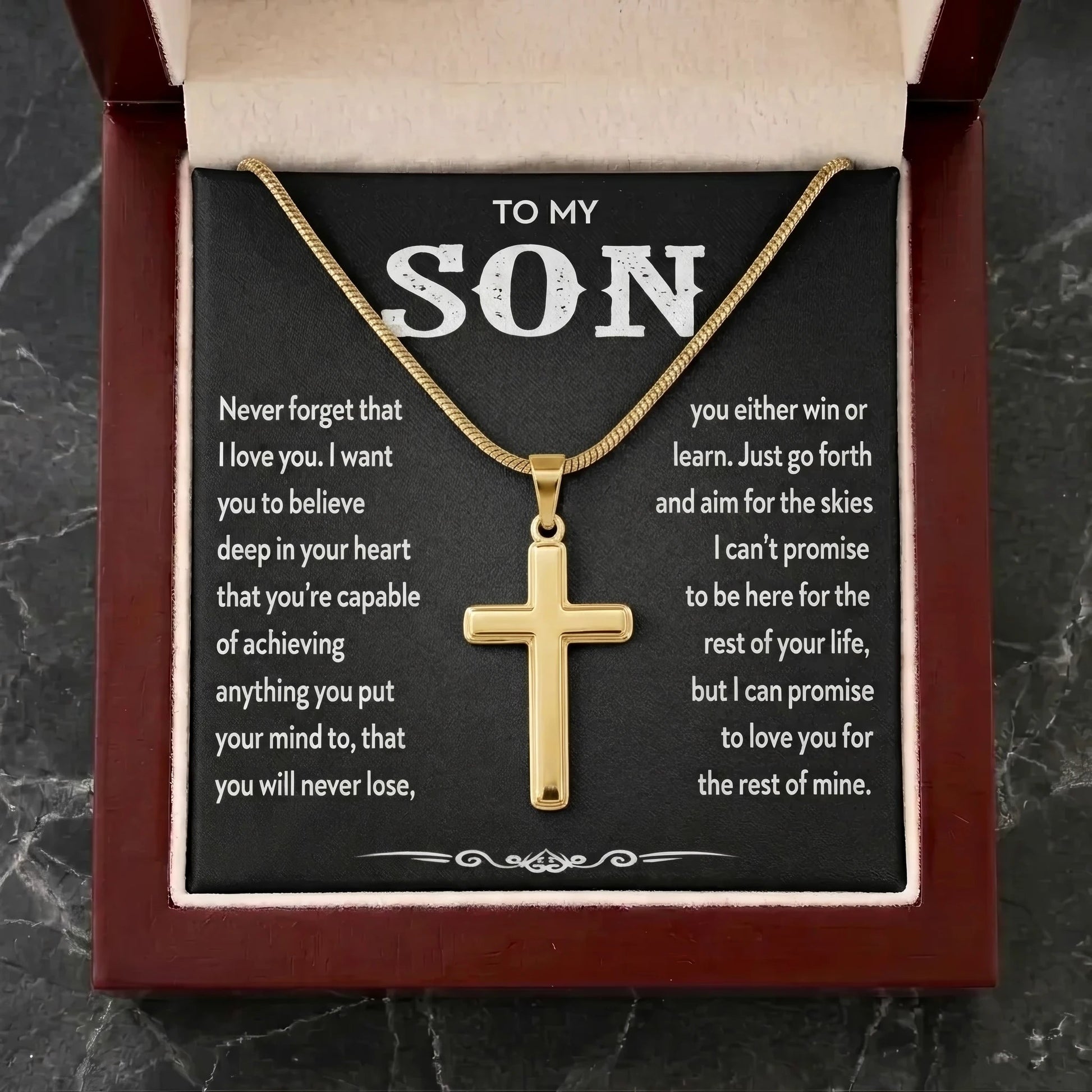 "To My Son" Personalized Cross Necklace – Meaningful Keepsake Gift - The Love Sparkle