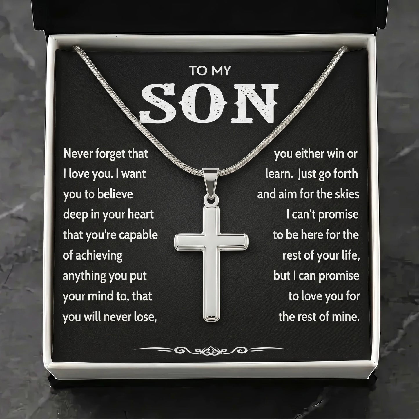 "To My Son" Personalized Cross Necklace – Meaningful Keepsake Gift - The Love Sparkle