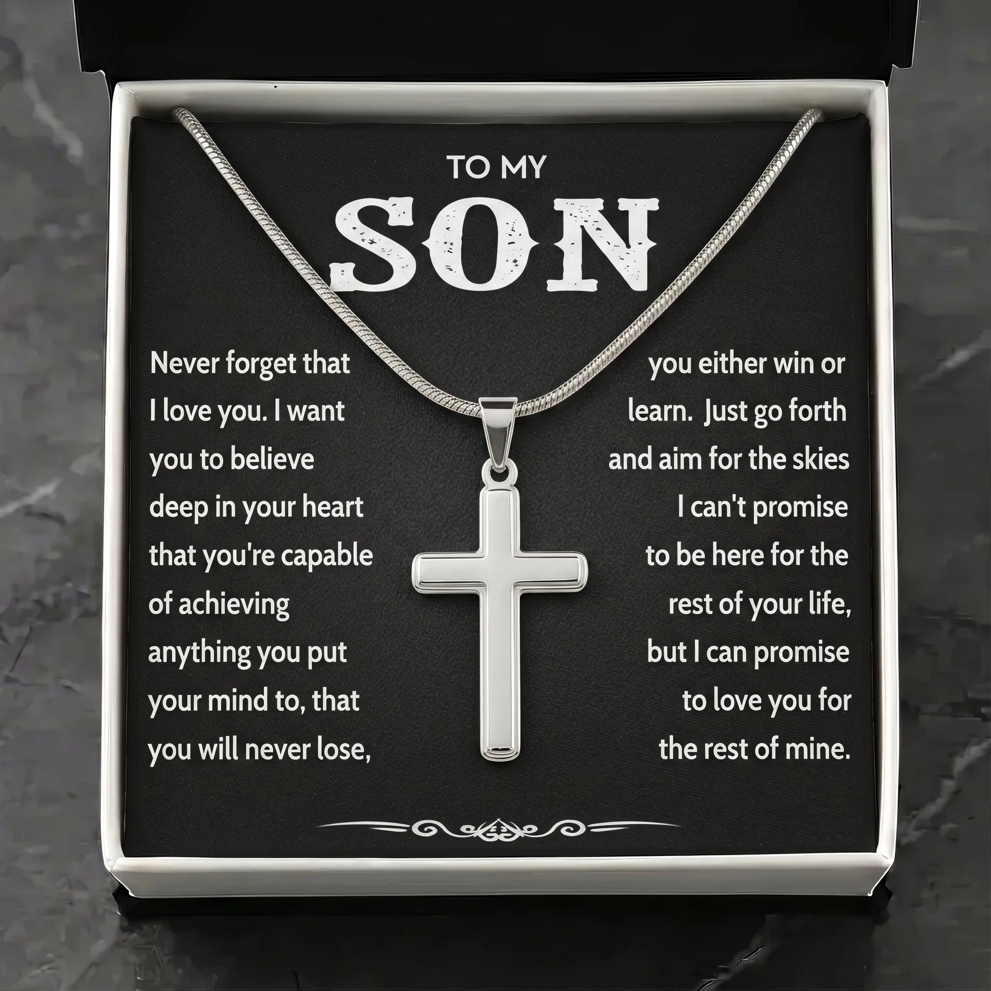"To My Son" Personalized Cross Necklace – Meaningful Keepsake Gift - The Love Sparkle