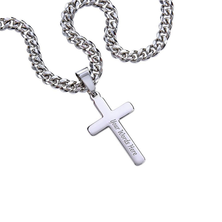 To My Son - Personalized Cross Necklace with Cuban Link Chain - The Love Sparkle