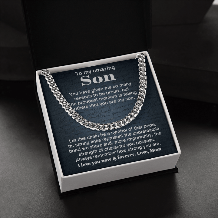 To My Son - "Unbreakable Bond" Cuban Link Chain from Mom - The Love Sparkle
