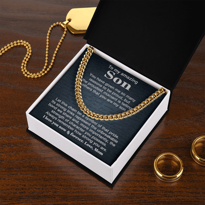To My Son - "Unbreakable Bond" Cuban Link Chain from Mom - The Love Sparkle