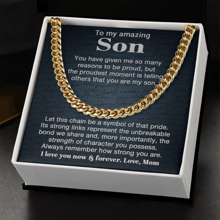 To My Son - "Unbreakable Bond" Cuban Link Chain from Mom - The Love Sparkle