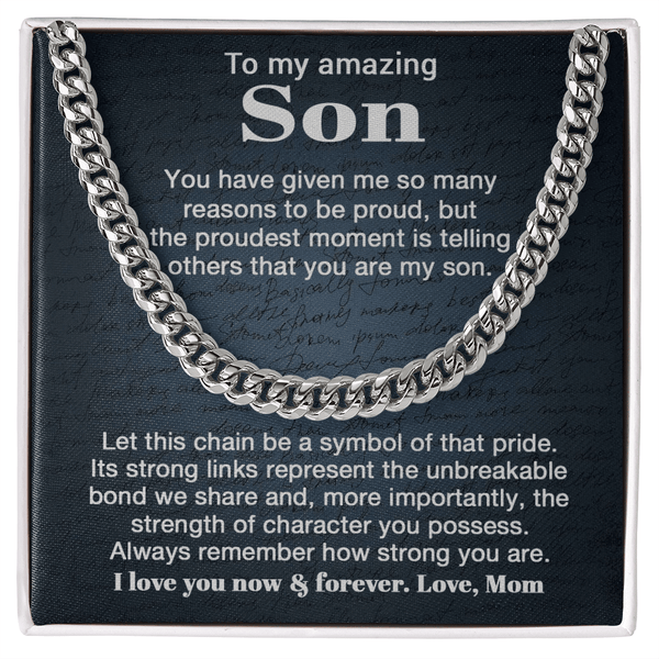 To My Son - "Unbreakable Bond" Cuban Link Chain from Mom - The Love Sparkle
