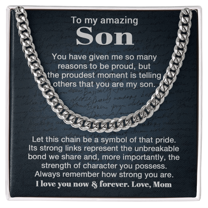 To My Son - "Unbreakable Bond" Cuban Link Chain from Mom - The Love Sparkle