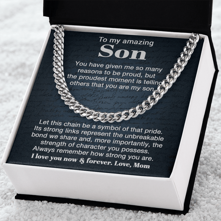 To My Son - "Unbreakable Bond" Cuban Link Chain from Mom - The Love Sparkle
