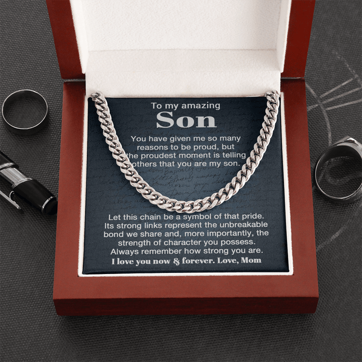 To My Son - "Unbreakable Bond" Cuban Link Chain from Mom - The Love Sparkle